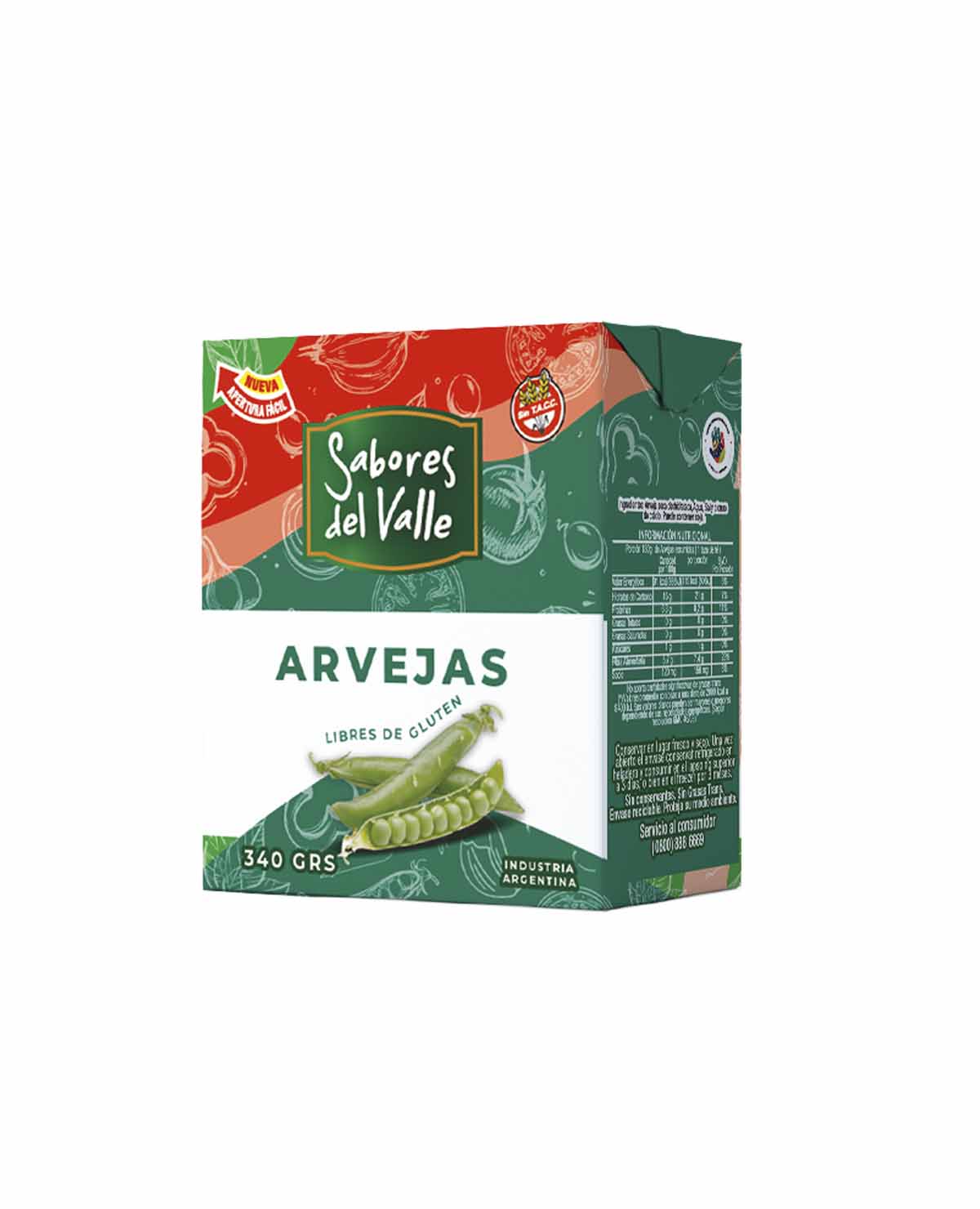 Arvejas Sabores del Valle Tetra Pak x 340 Gr